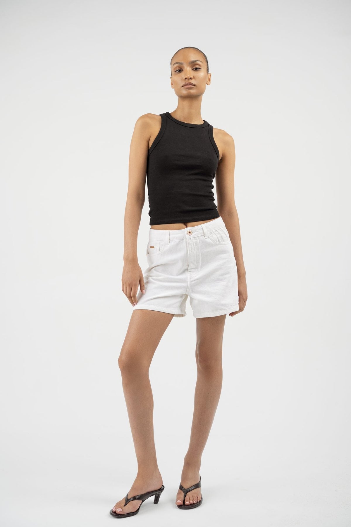 Deva denim shorts in White — view 1 | Maison Arca