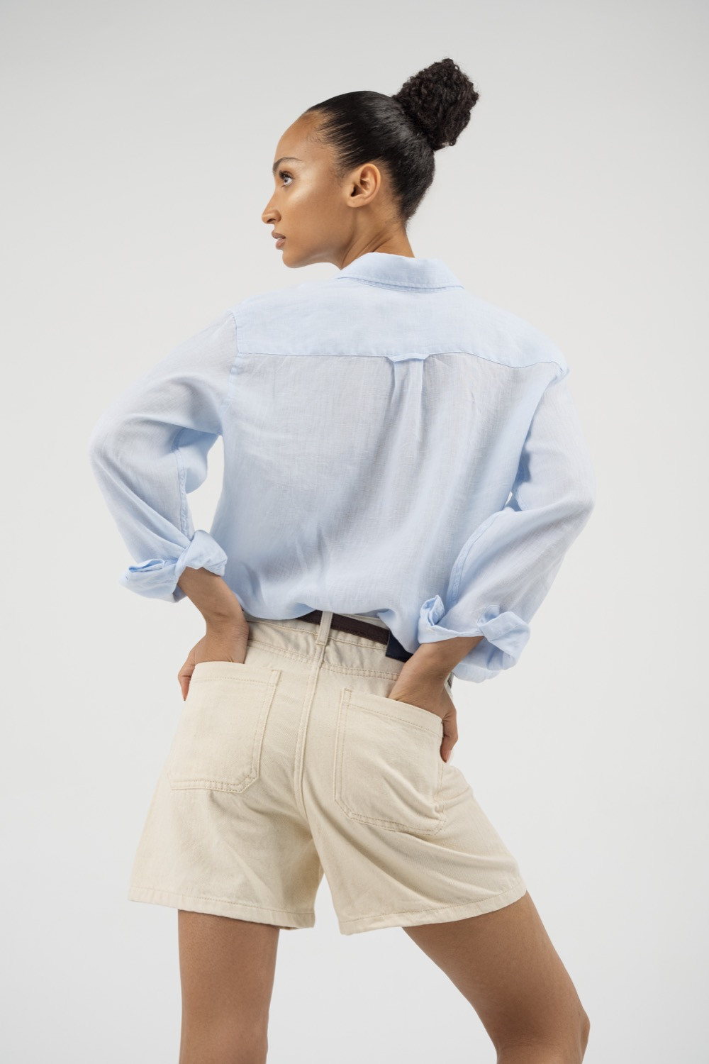 Maison Arca Deva — denim shorts in Ecru — view 31