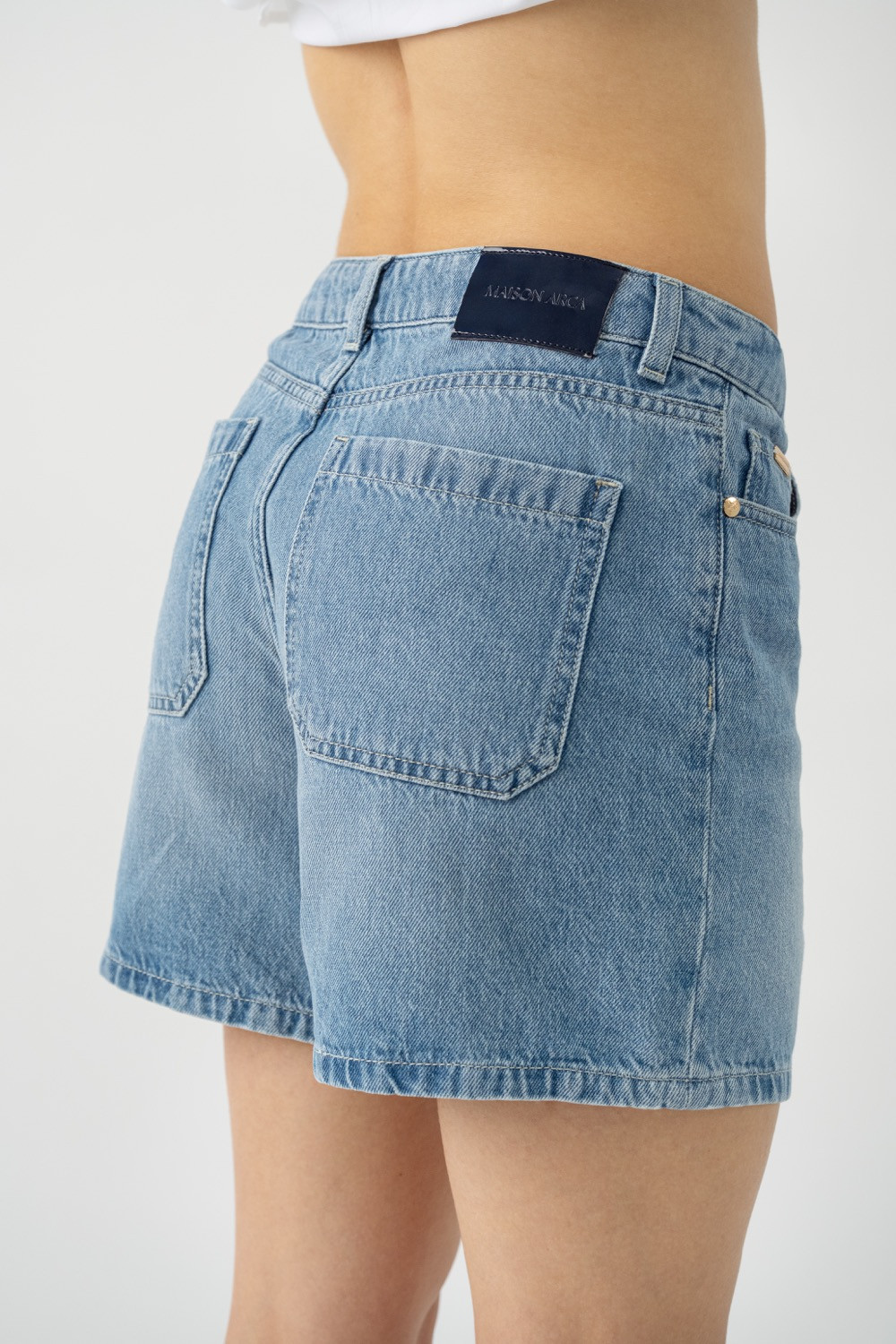 Maison Arca Deva — denim shorts in Aqua — view 4