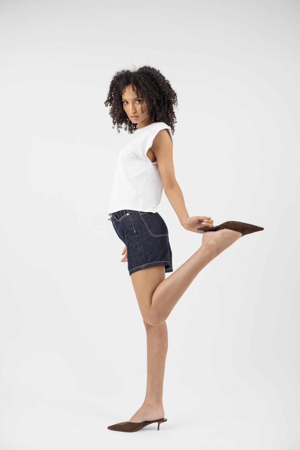 Maison Arca Deva — denim shorts in Rinse — view 19