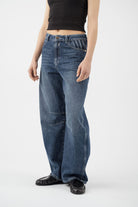 Caroline mid-rise barrel-leg jean in Rinse wash — view 5 | Maison Arca