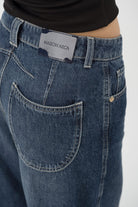 Caroline mid-rise barrel-leg jean in Rinse wash — view 6 | Maison Arca
