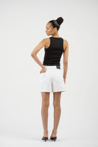 Deva denim shorts in White — view 3 | Maison Arca